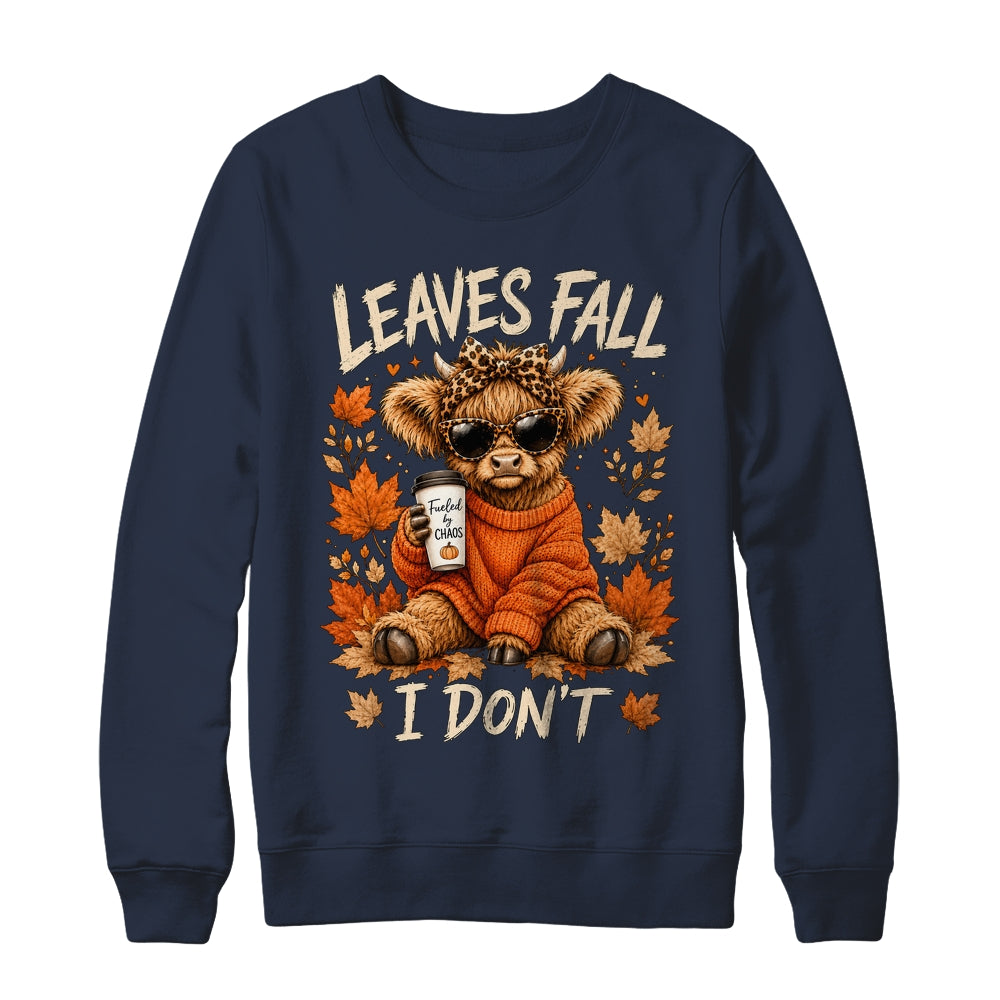 Retro Leaves Fall I Don't Western Highland Cow Farm Autumn Shirt & Sweatshirt | siriusteestore