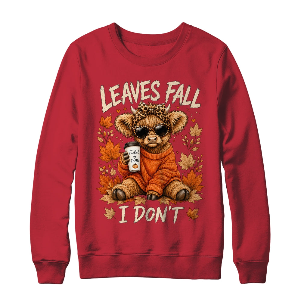 Retro Leaves Fall I Don't Western Highland Cow Farm Autumn Shirt & Sweatshirt | siriusteestore