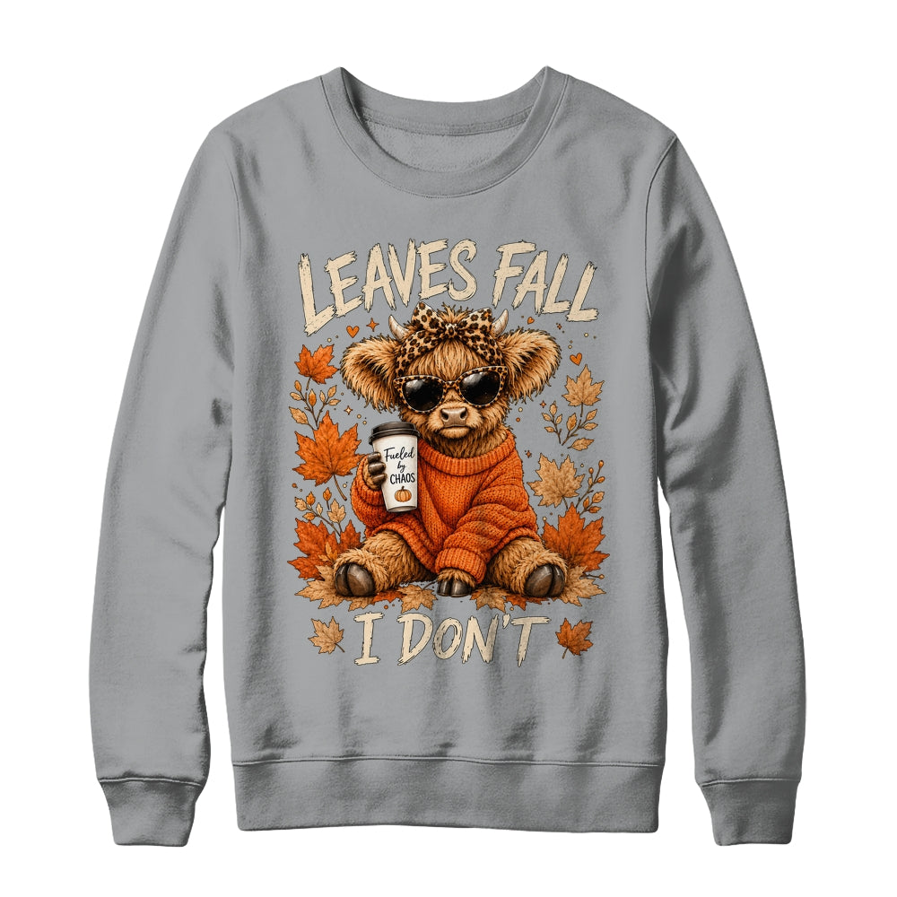 Retro Leaves Fall I Don't Western Highland Cow Farm Autumn Shirt & Sweatshirt | siriusteestore
