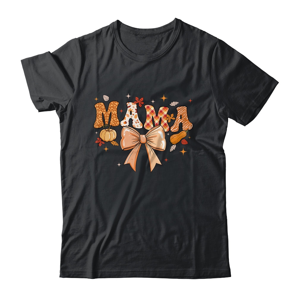 Retro Mama Coquette Bows Leopard Mom Fall Thanksgiving Women Shirt & Sweatshirt | siriusteestore