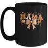 Retro Mama Coquette Bows Leopard Mom Fall Thanksgiving Women Mug | siriusteestore