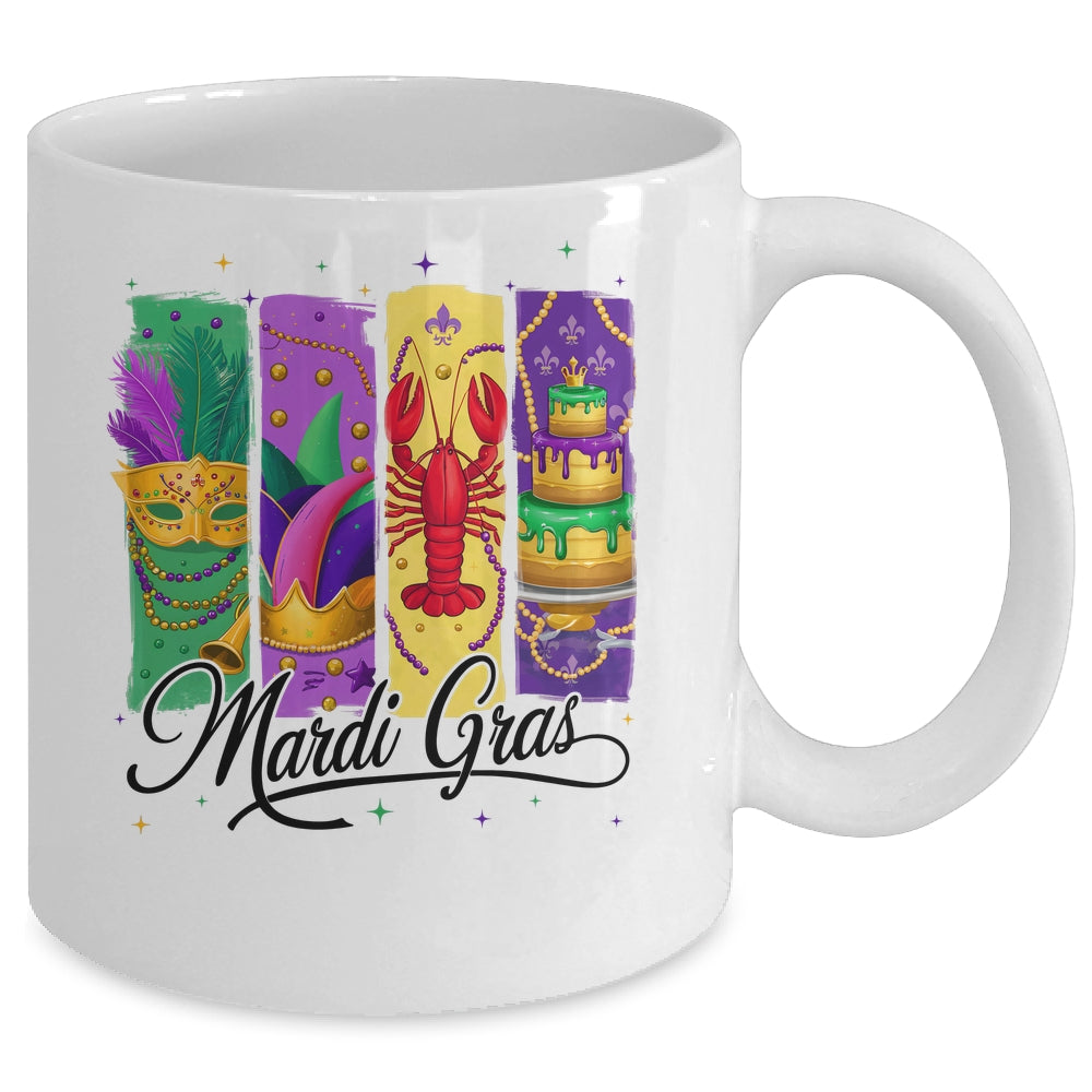 Retro Mardi Gras Carnival King Cake Crawfish Louisiana Mug | siriusteestore
