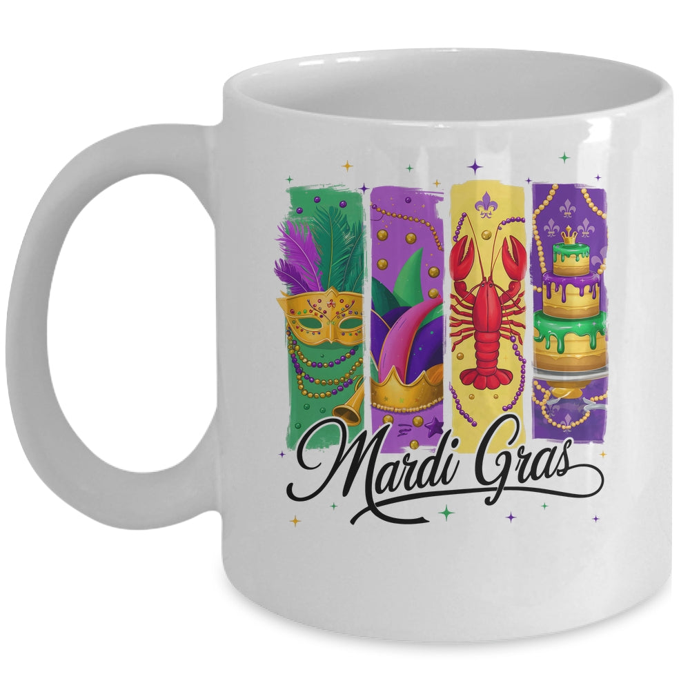 Retro Mardi Gras Carnival King Cake Crawfish Louisiana Mug | siriusteestore