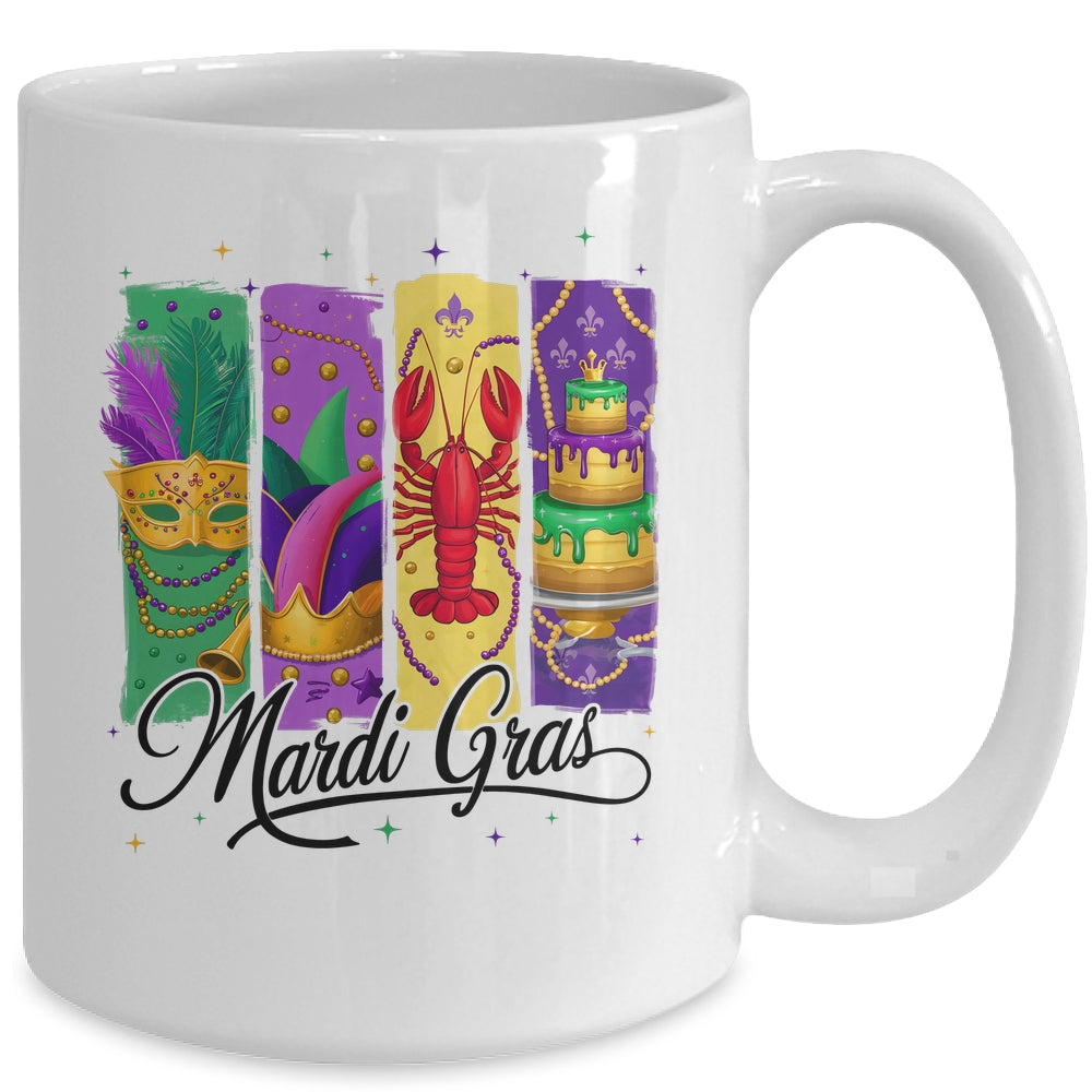 Retro Mardi Gras Carnival King Cake Crawfish Louisiana Mug | siriusteestore