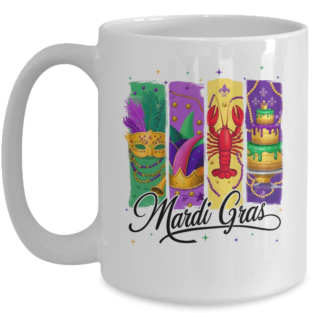 Retro Mardi Gras Carnival King Cake Crawfish Louisiana Mug | siriusteestore