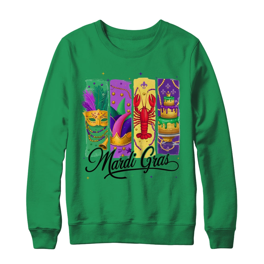 Retro Mardi Gras Carnival King Cake Crawfish Louisiana Shirt & Sweatshirt | siriusteestore