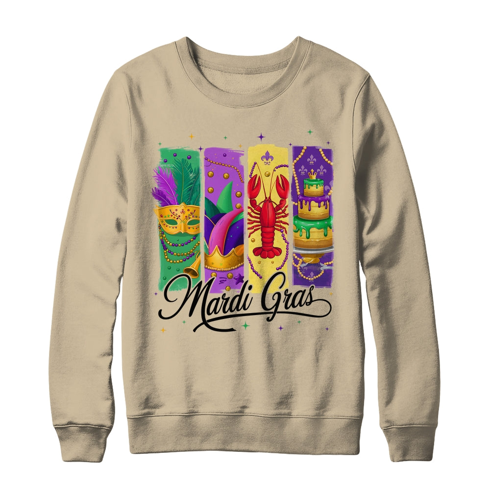 Retro Mardi Gras Carnival King Cake Crawfish Louisiana Shirt & Sweatshirt | siriusteestore