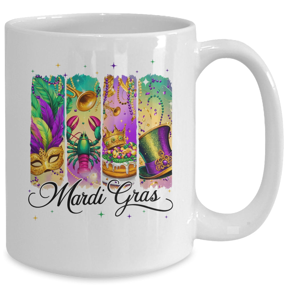 Retro Mardi Gras Coquette King Cake Louisiana Crawfish Mug | siriusteestore