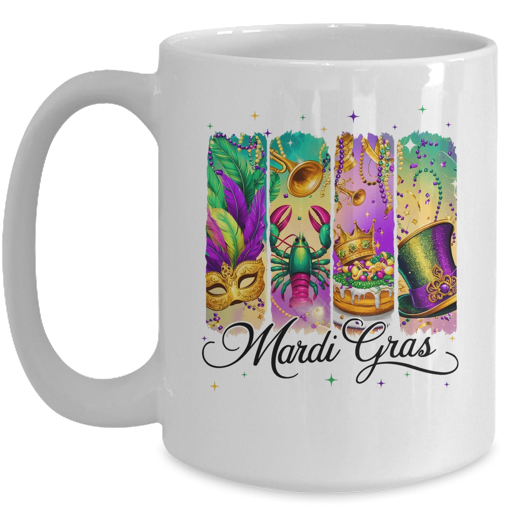Retro Mardi Gras Coquette King Cake Louisiana Crawfish Mug | siriusteestore