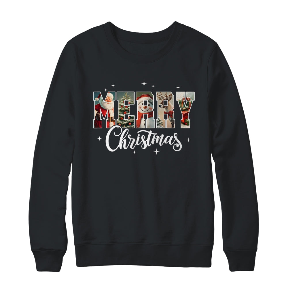 Retro Merry Christmas Vintage Santa Claus Women Girls Shirt & Sweatshirt | siriusteestore