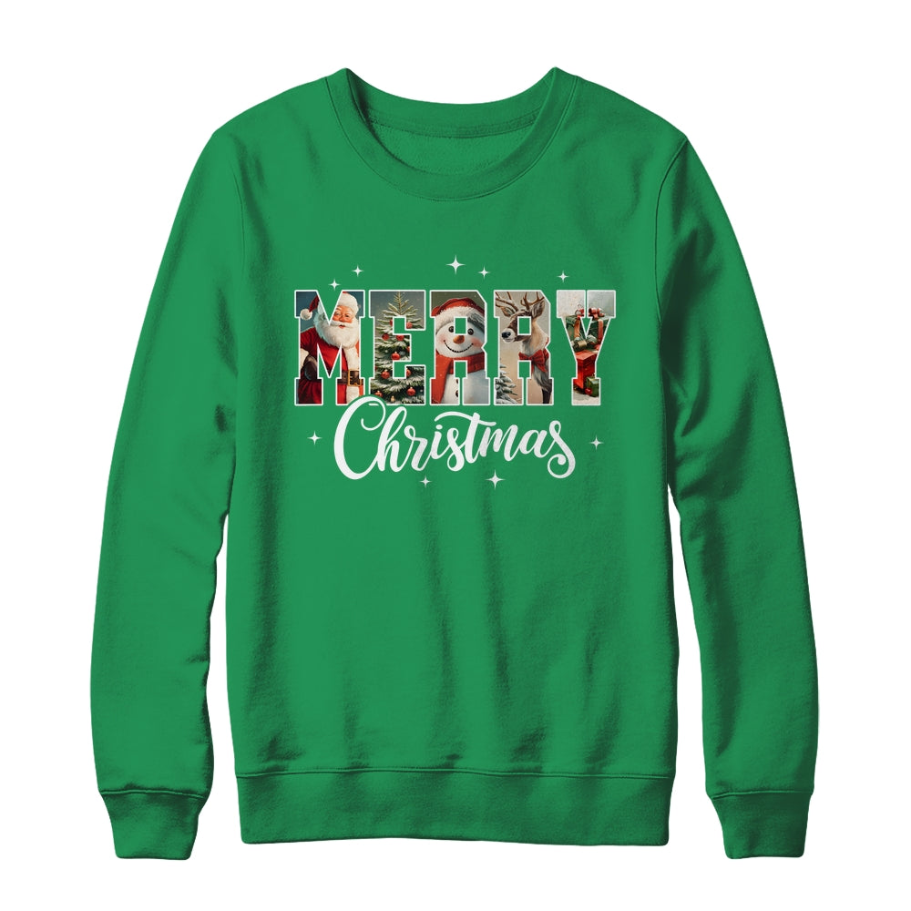 Retro Merry Christmas Vintage Santa Claus Women Girls Shirt & Sweatshirt | siriusteestore
