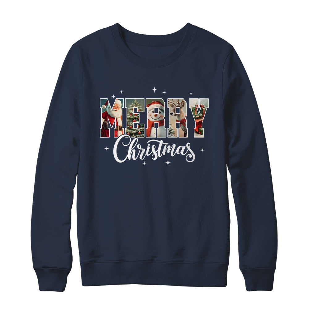 Retro Merry Christmas Vintage Santa Claus Women Girls Shirt & Sweatshirt | siriusteestore