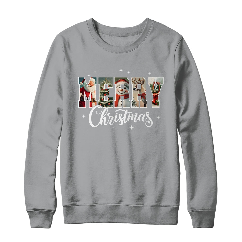 Retro Merry Christmas Vintage Santa Claus Women Girls Shirt & Sweatshirt | siriusteestore