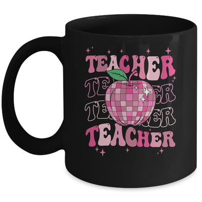 Retro Pink Disco Ball Apple Teacher Colorful Back To School Mug | siriusteestore