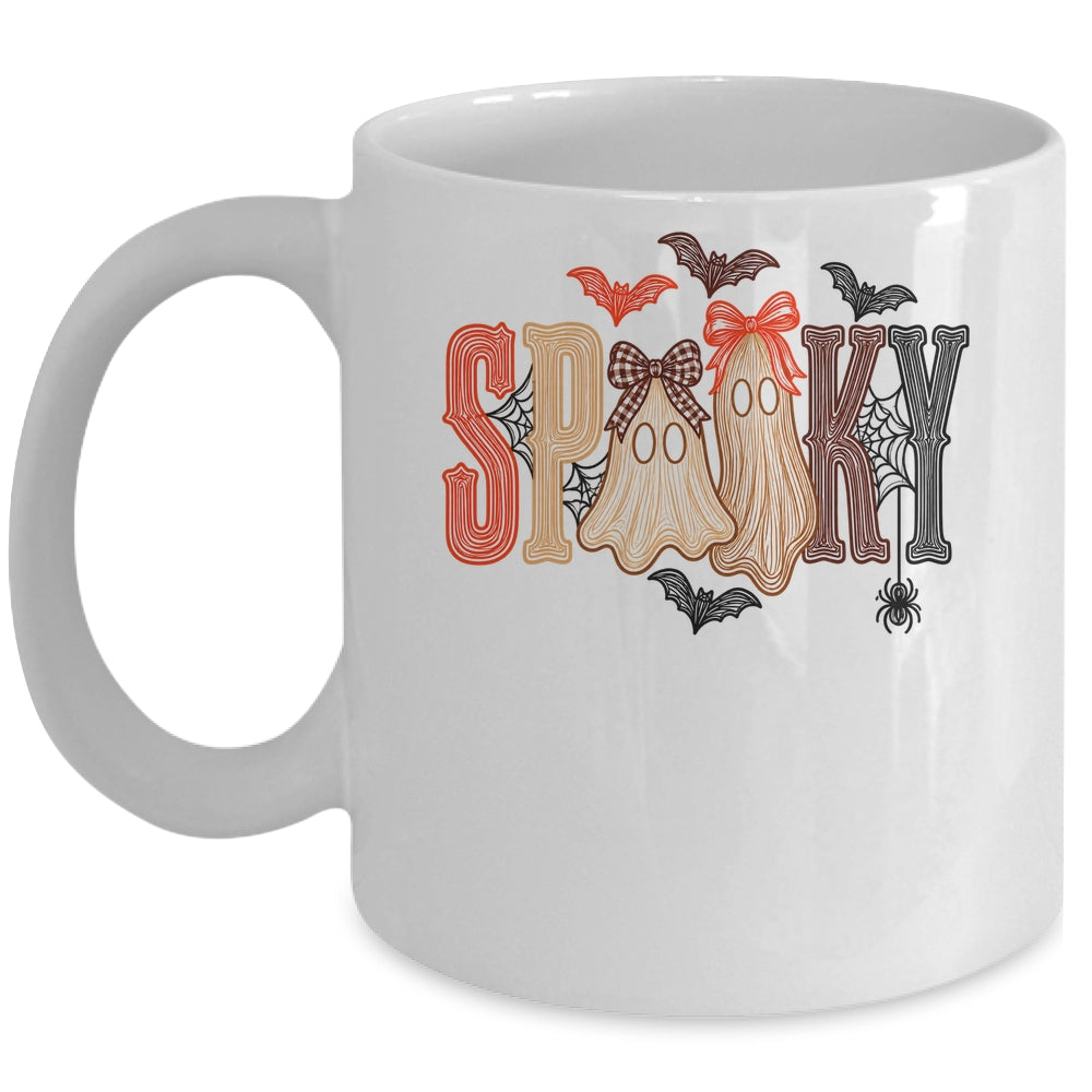 Retro Preppy Spooky Ghost Cute Halloween Coquette Boo Spooky Mug | siriusteestore