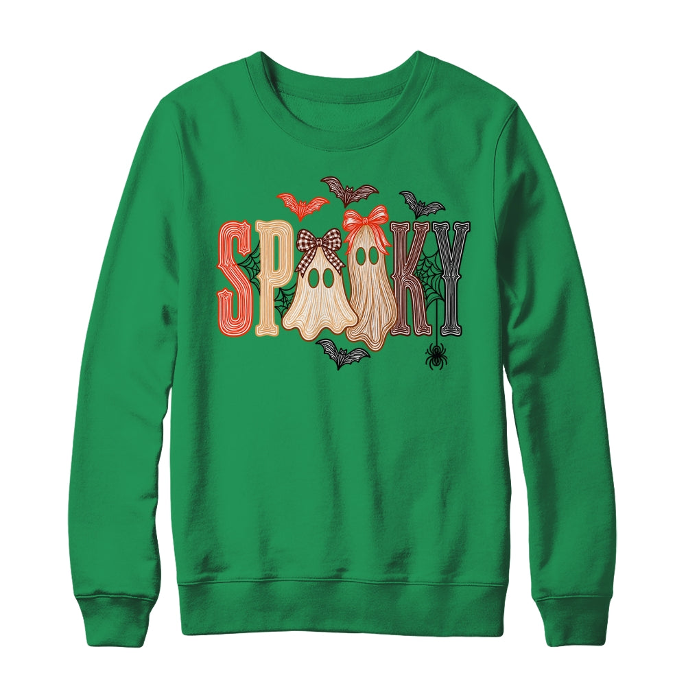 Retro Preppy Spooky Ghost Cute Halloween Coquette Boo Spooky Shirt & Sweatshirt | siriusteestore