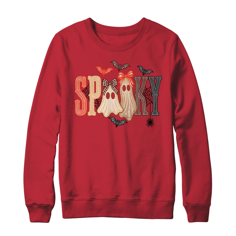 Retro Preppy Spooky Ghost Cute Halloween Coquette Boo Spooky Shirt & Sweatshirt | siriusteestore