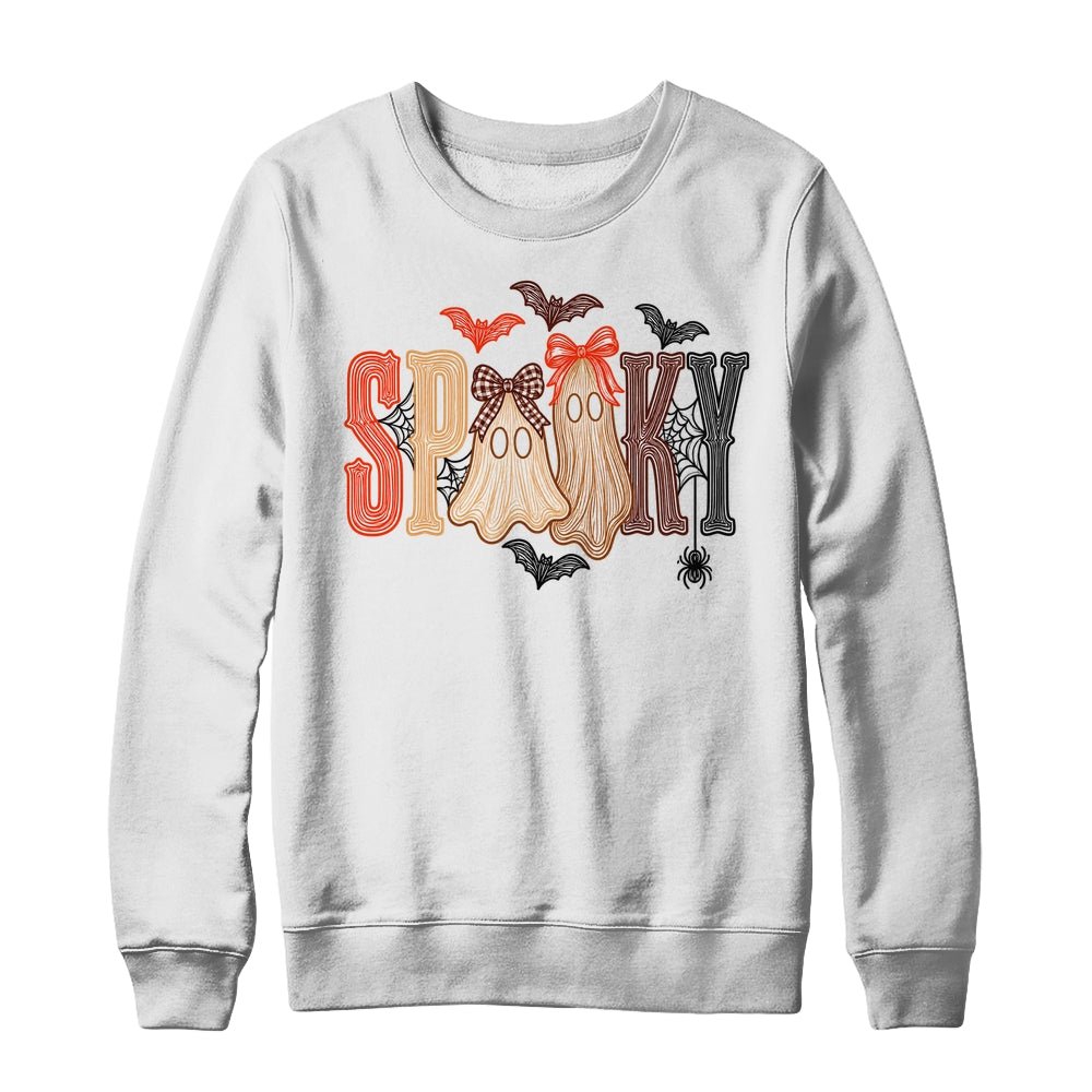 Retro Preppy Spooky Ghost Cute Halloween Coquette Boo Spooky Shirt & Sweatshirt | siriusteestore