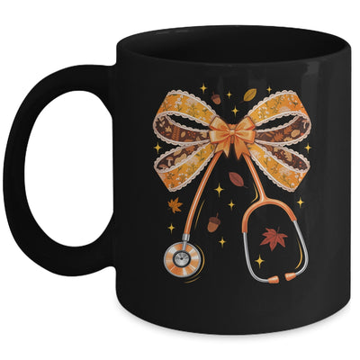 Retro Pumpkin Nurse Life Stethoscope Fall Autumn Coquette Bow Nurse Mug | siriusteestore