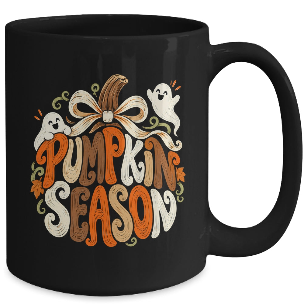 Retro Pumpkin Season Pumpkin Spice Coquette Bow Fall Autumn Mug | siriusteestore