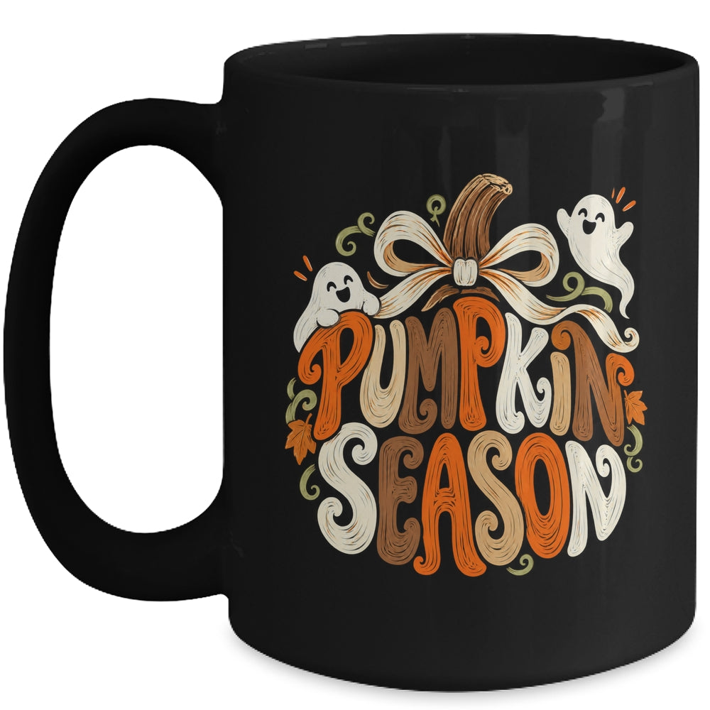 Retro Pumpkin Season Pumpkin Spice Coquette Bow Fall Autumn Mug | siriusteestore