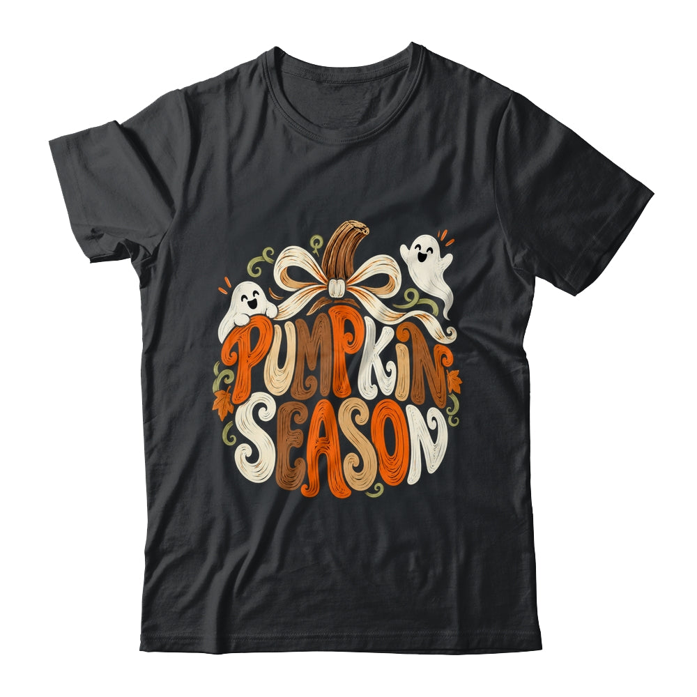 Retro Pumpkin Season Pumpkin Spice Coquette Bow Fall Autumn Shirt & Sweatshirt | siriusteestore