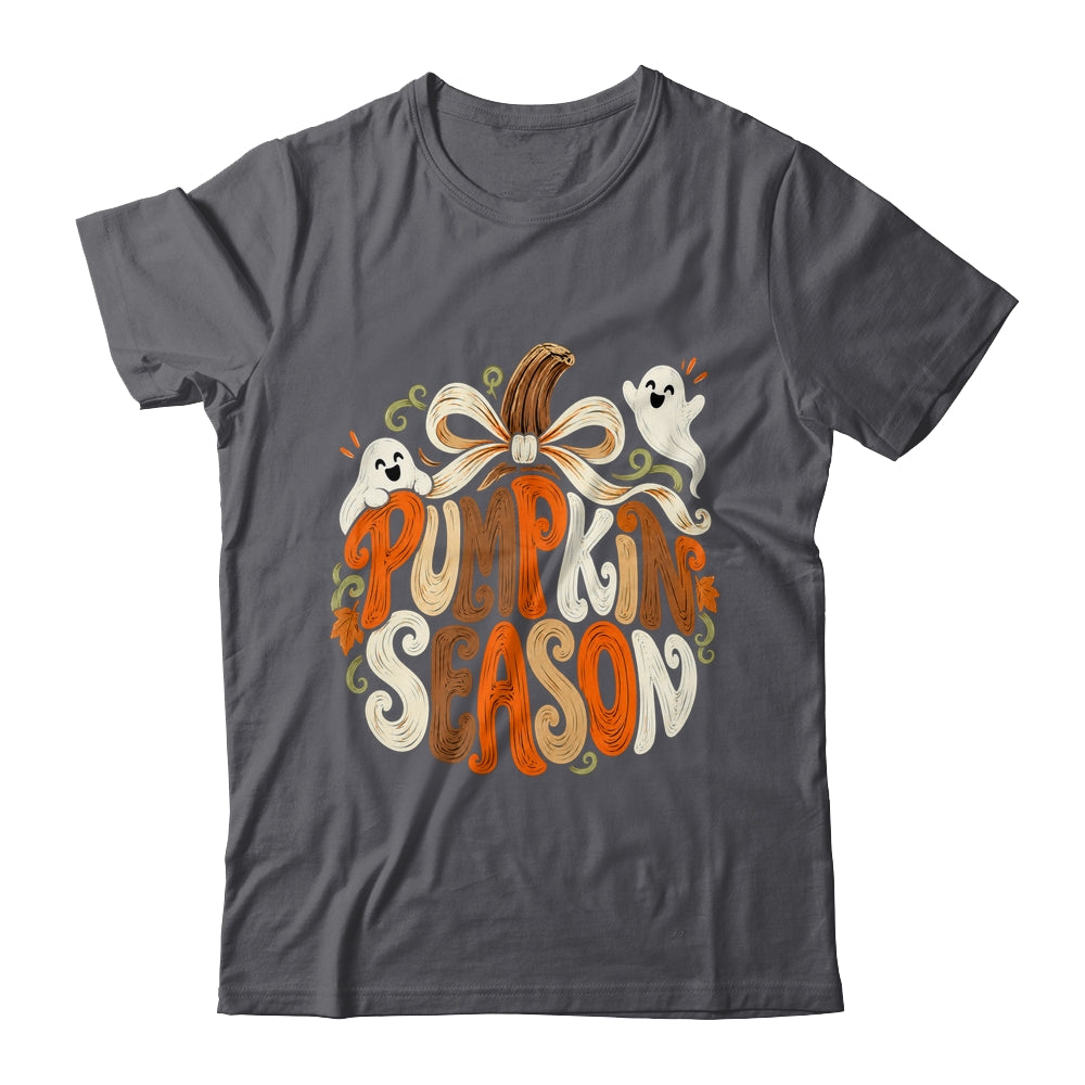 Retro Pumpkin Season Pumpkin Spice Coquette Bow Fall Autumn Shirt & Sweatshirt | siriusteestore