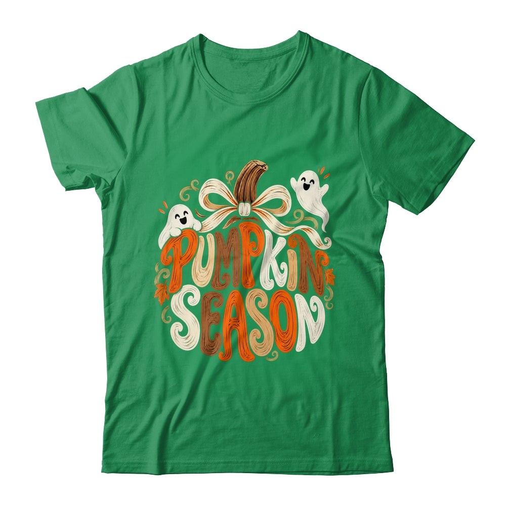Retro Pumpkin Season Pumpkin Spice Coquette Bow Fall Autumn Shirt & Sweatshirt | siriusteestore