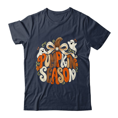 Retro Pumpkin Season Pumpkin Spice Coquette Bow Fall Autumn Shirt & Sweatshirt | siriusteestore