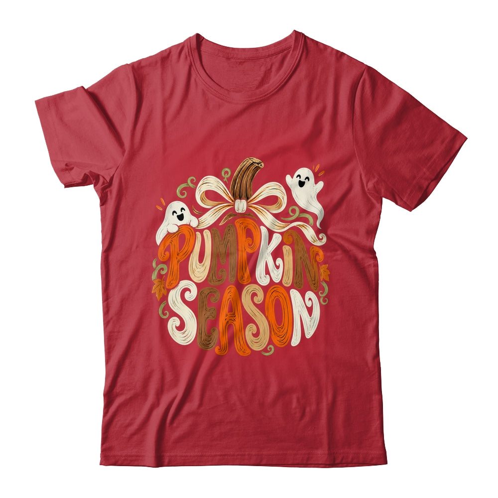 Retro Pumpkin Season Pumpkin Spice Coquette Bow Fall Autumn Shirt & Sweatshirt | siriusteestore