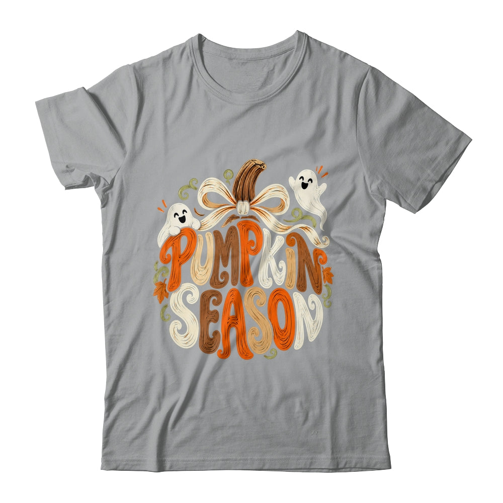 Retro Pumpkin Season Pumpkin Spice Coquette Bow Fall Autumn Shirt & Sweatshirt | siriusteestore