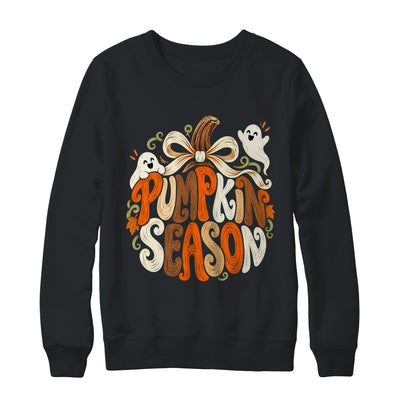 Retro Pumpkin Season Pumpkin Spice Coquette Bow Fall Autumn Shirt & Sweatshirt | siriusteestore