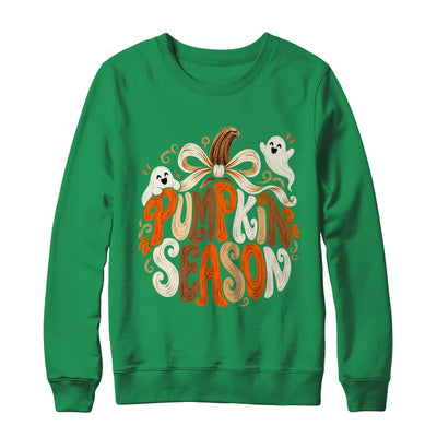 Retro Pumpkin Season Pumpkin Spice Coquette Bow Fall Autumn Shirt & Sweatshirt | siriusteestore
