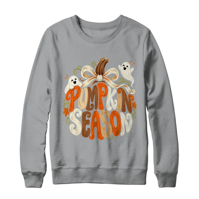 Retro Pumpkin Season Pumpkin Spice Coquette Bow Fall Autumn Shirt & Sweatshirt | siriusteestore