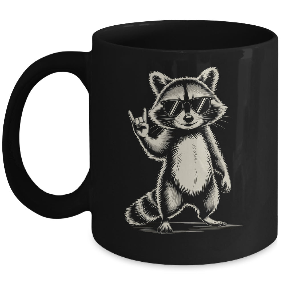 Retro Raccoon Rock Music For Men Women Funny Raccoon Mug | siriusteestore