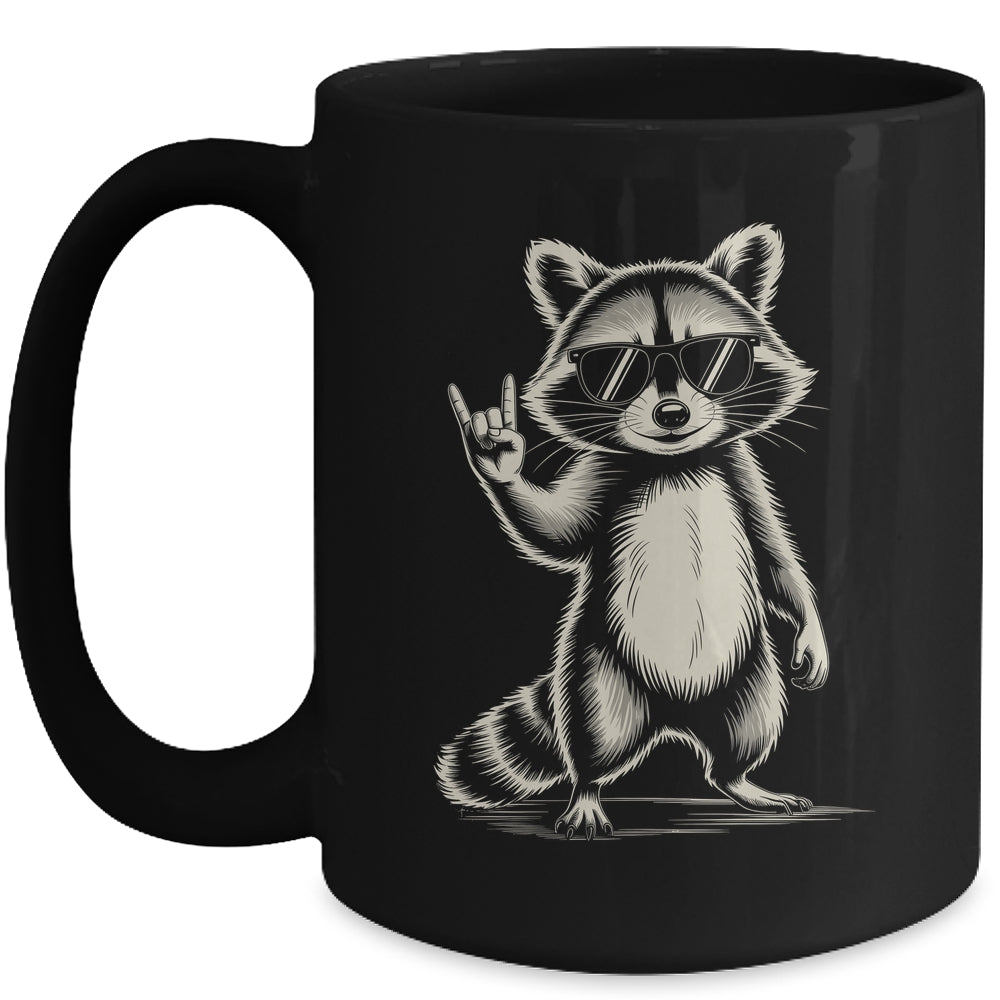 Retro Raccoon Rock Music For Men Women Funny Raccoon Mug | siriusteestore