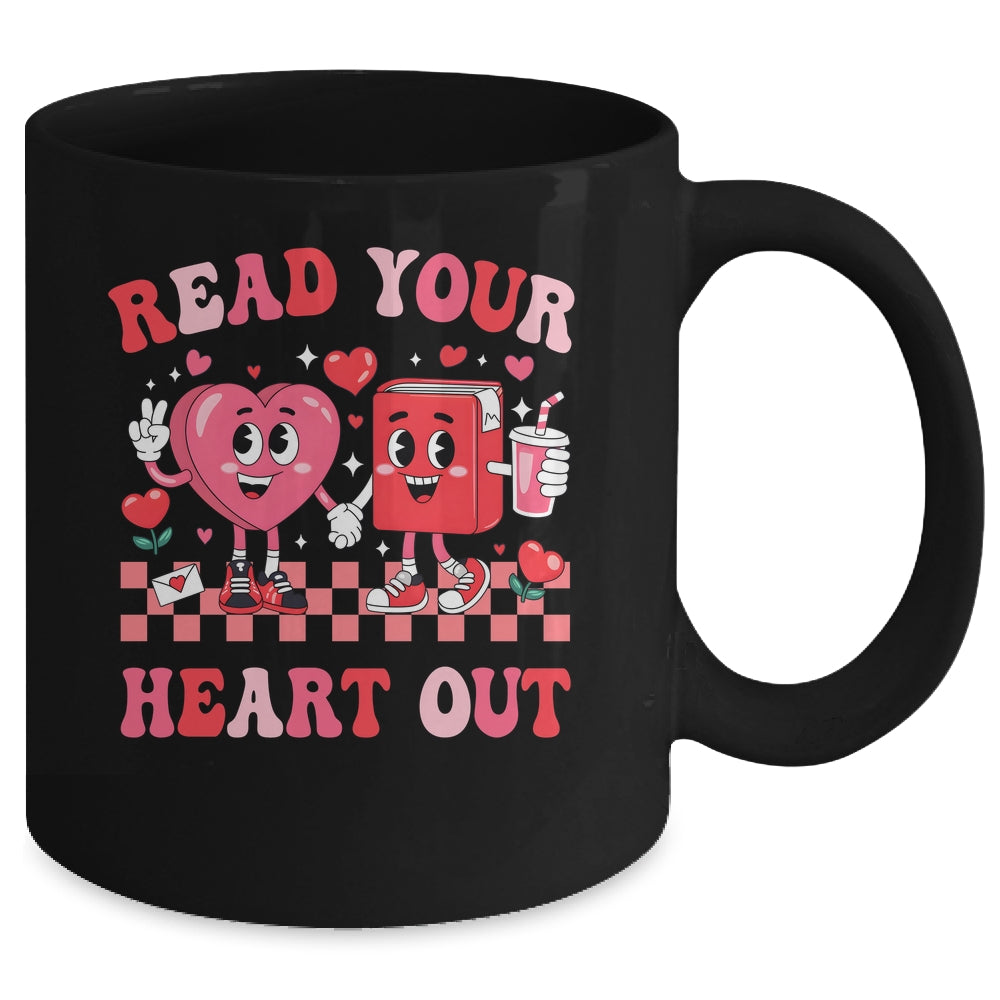 Retro Read Your Heart Out Valentine's Day Teacher Bookish Mug | siriusteestore
