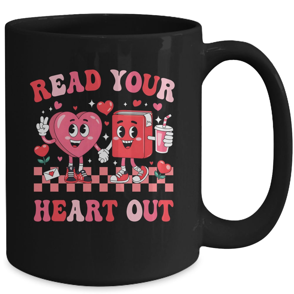 Retro Read Your Heart Out Valentine's Day Teacher Bookish Mug | siriusteestore