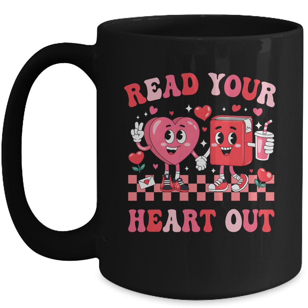 Retro Read Your Heart Out Valentine's Day Teacher Bookish Mug | siriusteestore