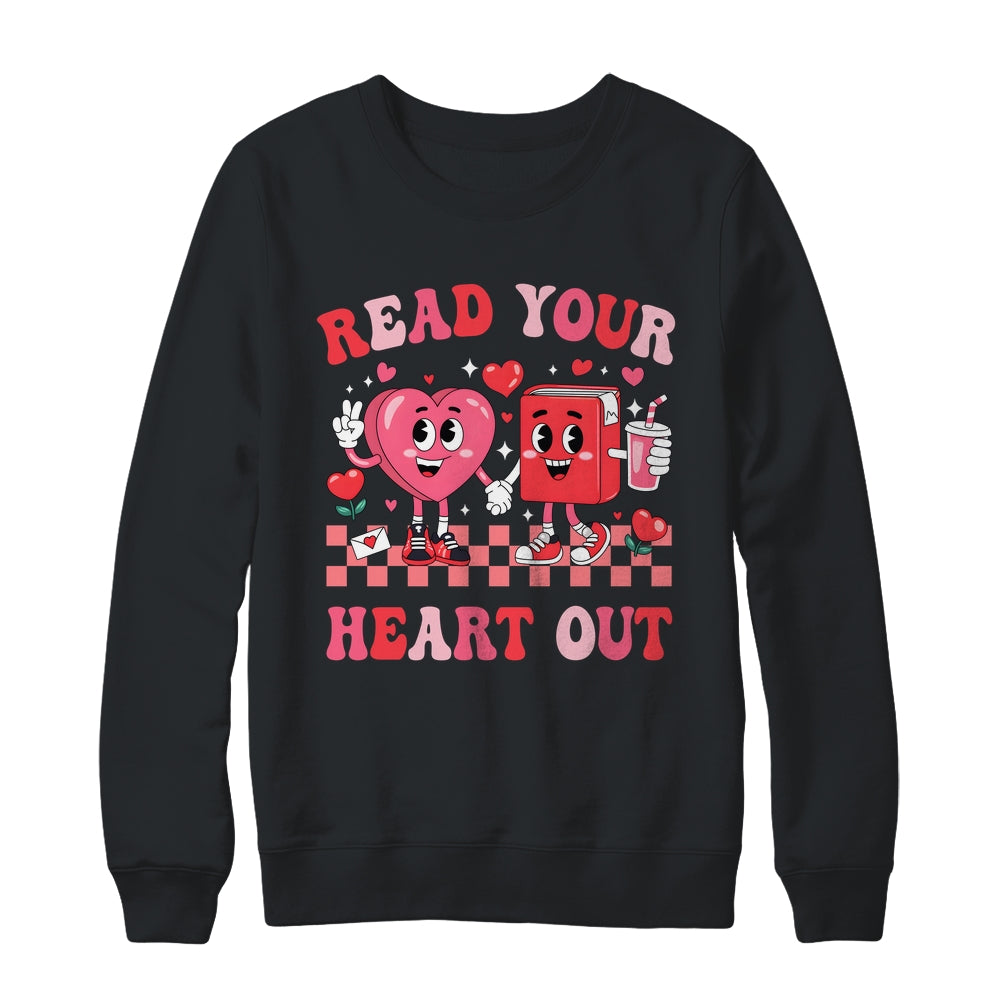 Retro Read Your Heart Out Valentine's Day Teacher Bookish Shirt & Sweatshirt | siriusteestore