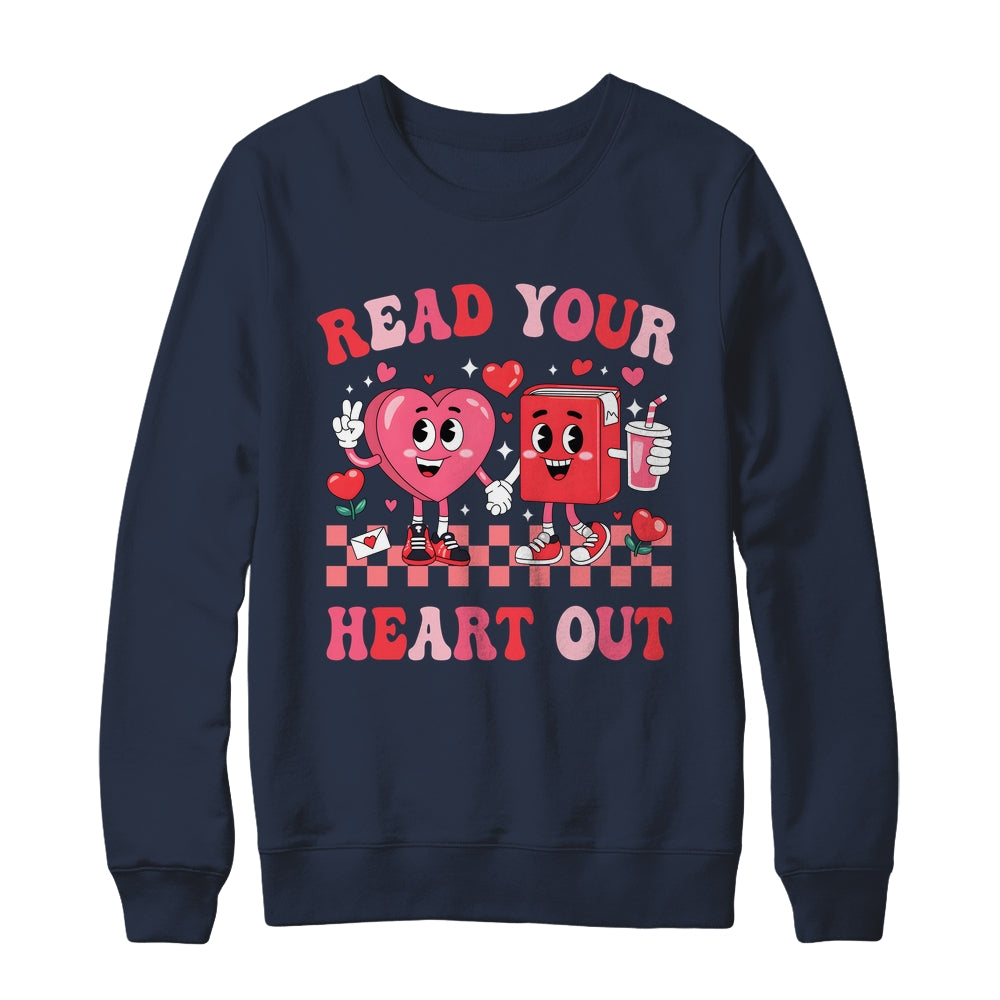 Retro Read Your Heart Out Valentine's Day Teacher Bookish Shirt & Sweatshirt | siriusteestore
