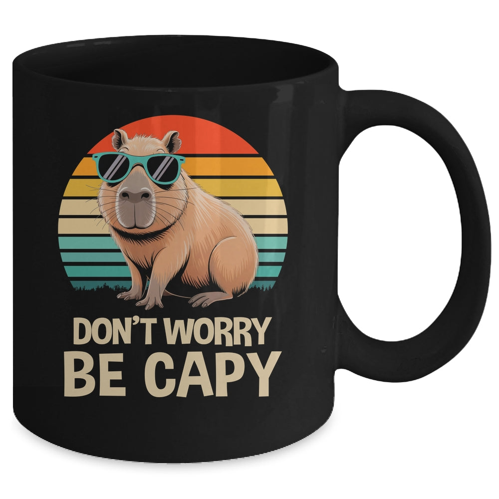 Retro Rodent Funny Capybara Don't Be Worry Be Capy Mug | siriusteestore
