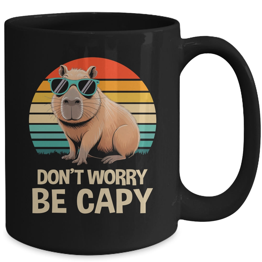Retro Rodent Funny Capybara Don't Be Worry Be Capy Mug | siriusteestore