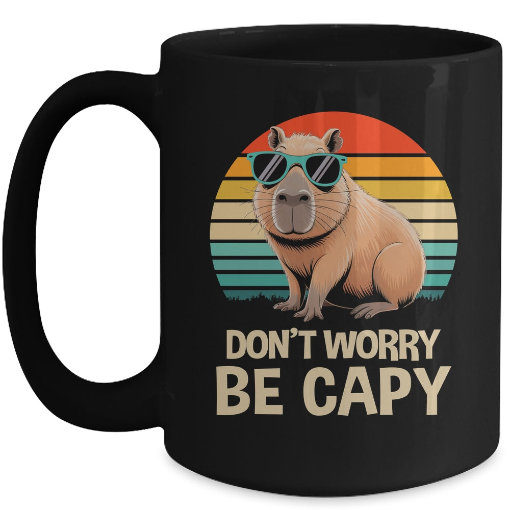Retro Rodent Funny Capybara Don't Be Worry Be Capy Mug | siriusteestore