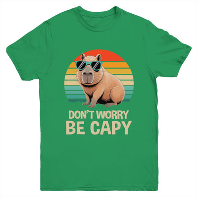 Retro Rodent Funny Capybara Don't Be Worry Be Capy Youth Shirt | siriusteestore