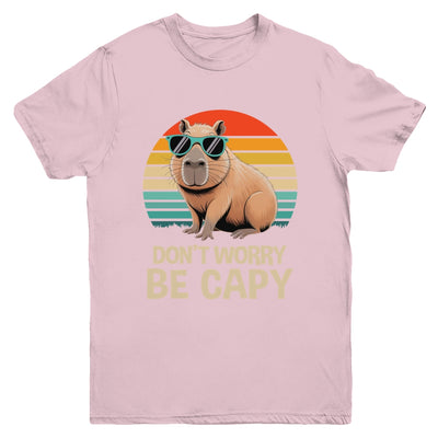 Retro Rodent Funny Capybara Don't Be Worry Be Capy Youth Shirt | siriusteestore