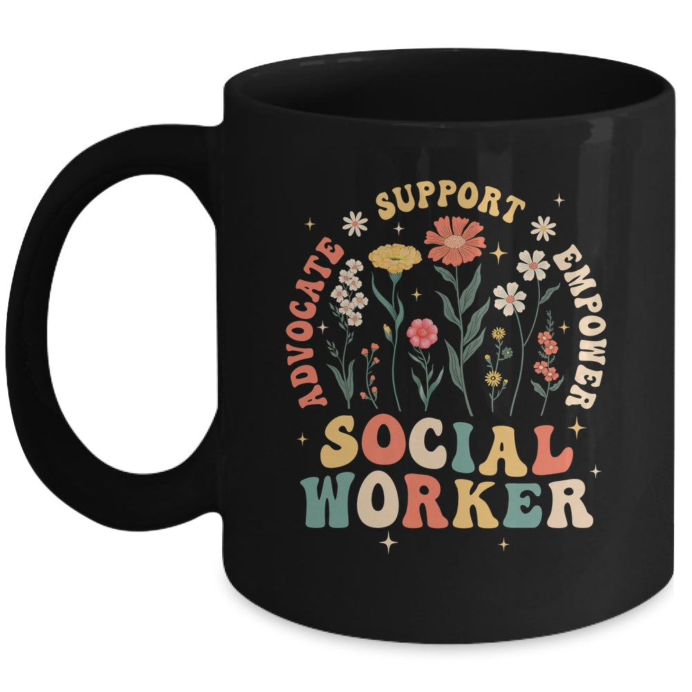 Retro Social Worker Vintage Floral Boho Social Work Life Mug | siriusteestore