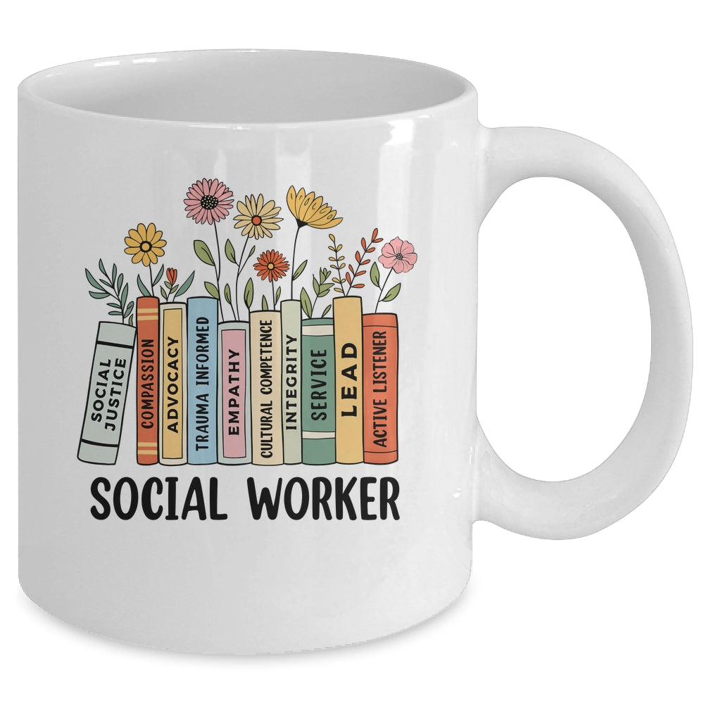 Retro Social Worker Wildflowers Advocate Social Justice Mug | siriusteestore