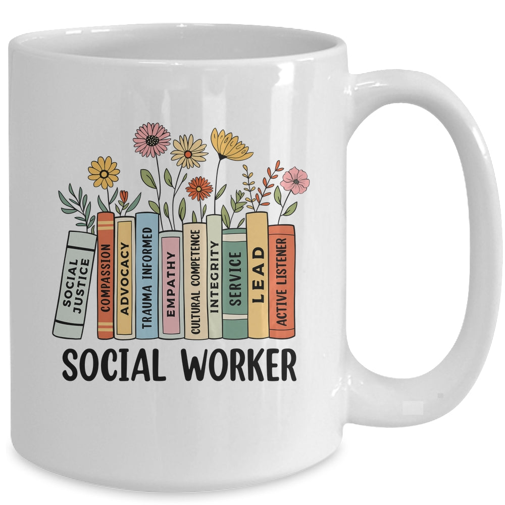 Retro Social Worker Wildflowers Advocate Social Justice Mug | siriusteestore