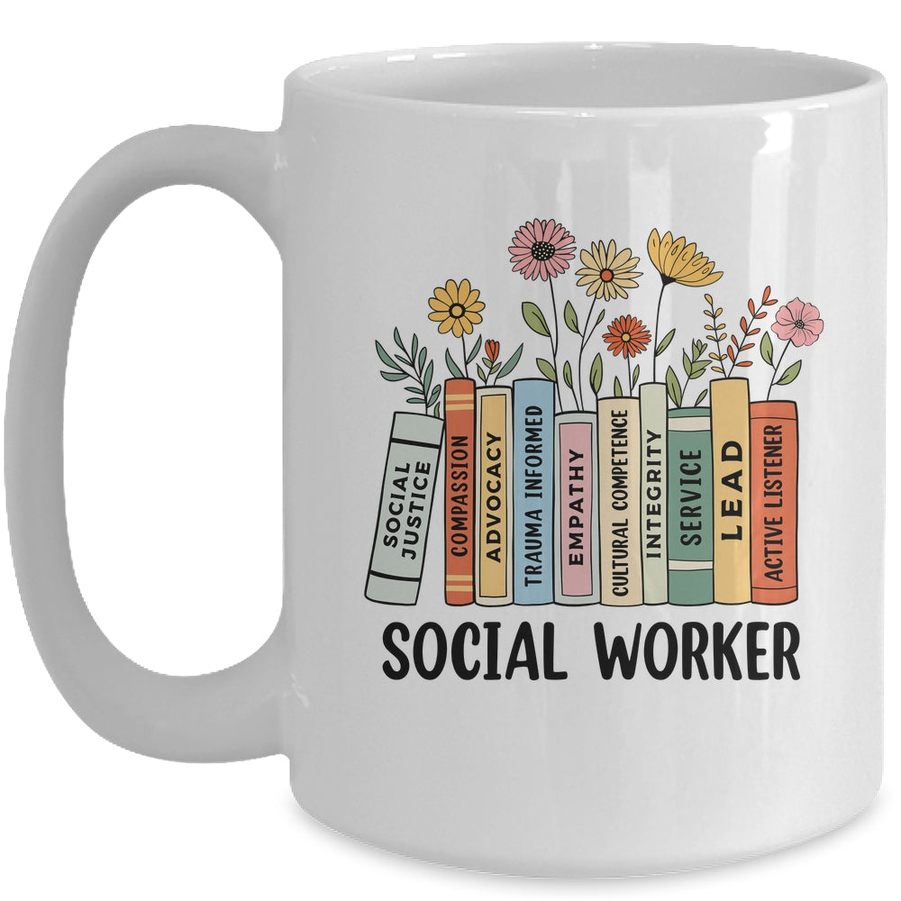 Retro Social Worker Wildflowers Advocate Social Justice Mug | siriusteestore